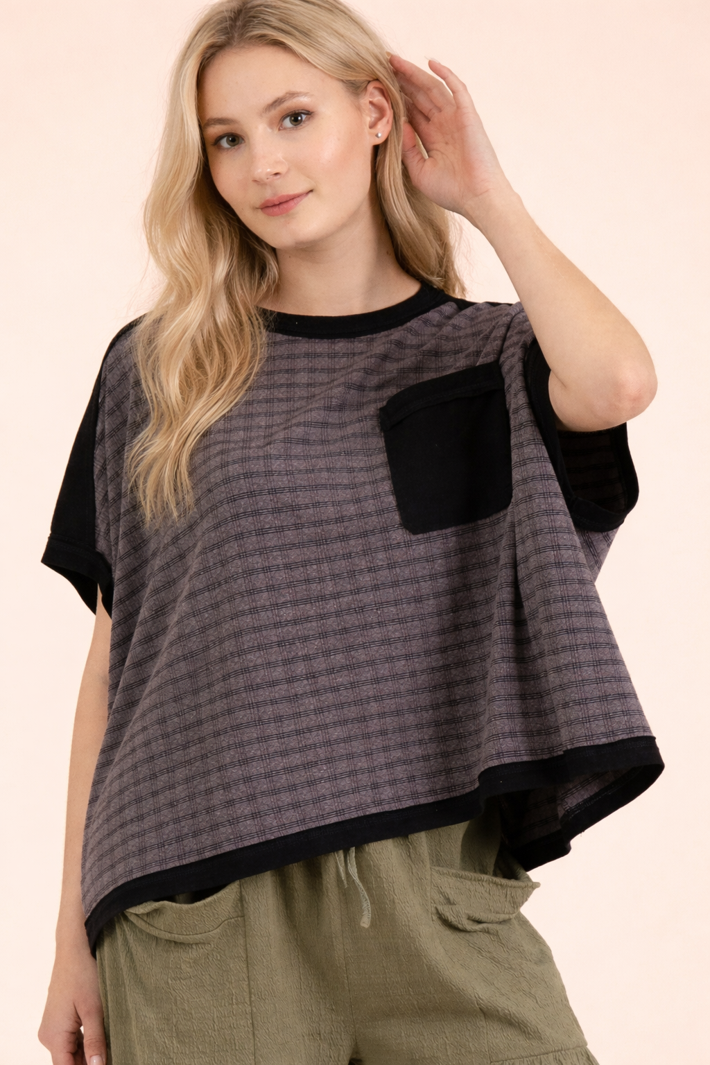 Dolman Sleeve Textured Knit Casual Top