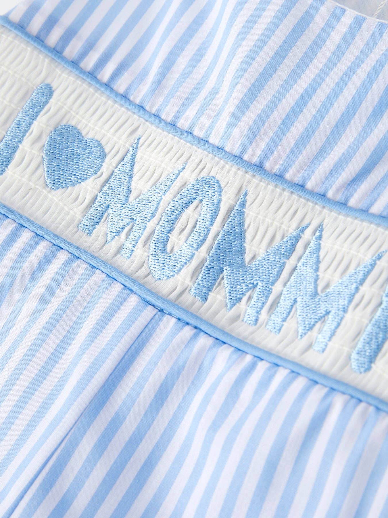 3M - “I ❤ MOMMY”Embroidery Smocking Striped Baby Boys Romper