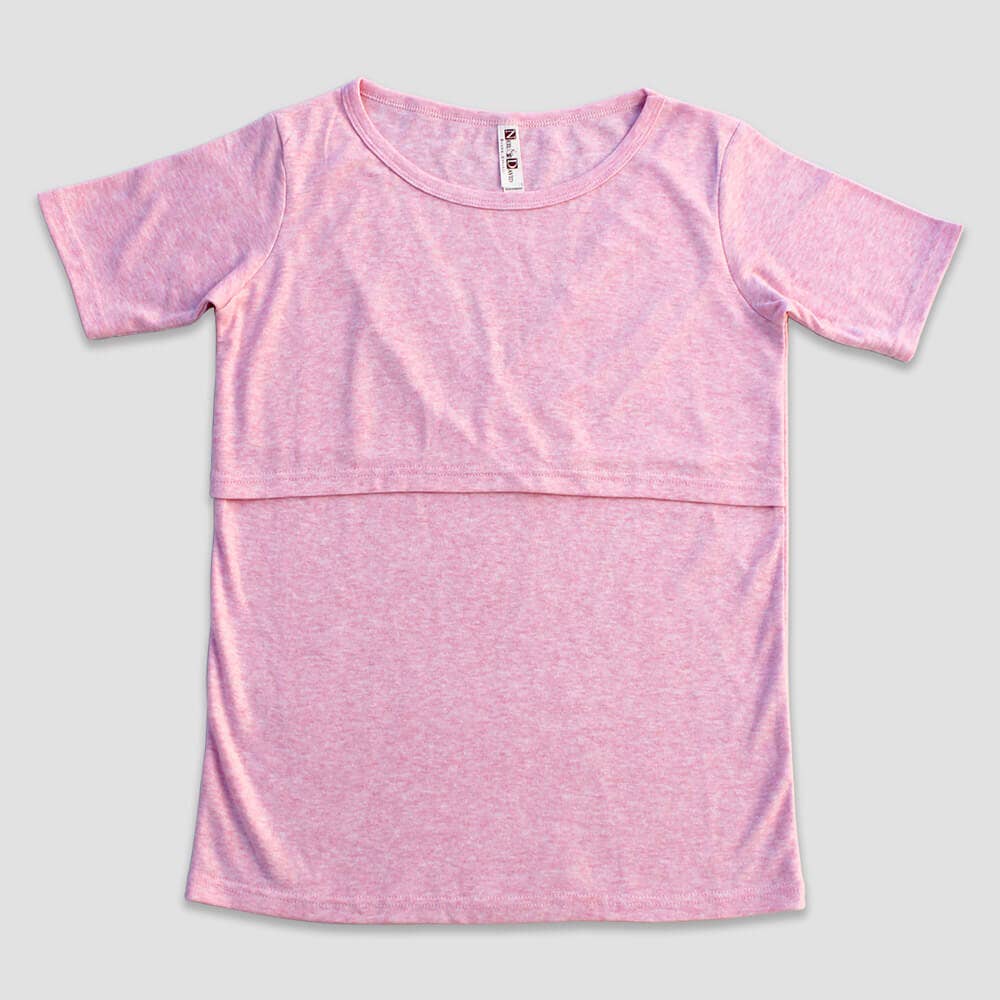Black Heather / 2X-Large: Maternity Nursing Top Breastfeeding Shirt - OPEN SIZING