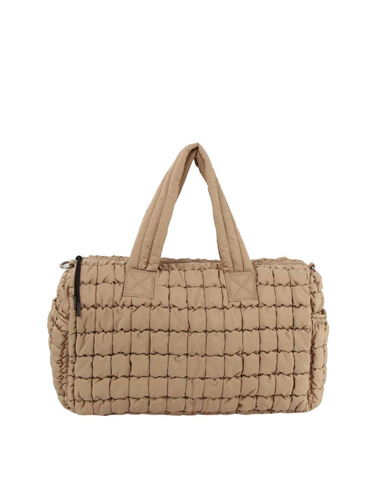 Puffy Grid Quilted Duffel Bag: Navy