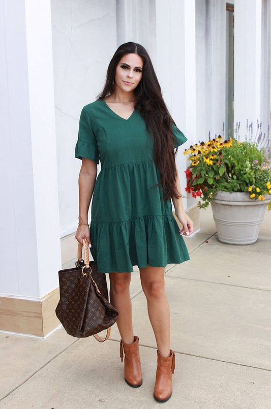 Bell Sleeve- Green: XL (16/18): Nursing Dress With Pockets