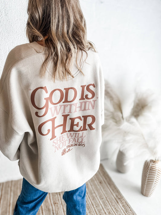 God is Within Her, She will Not Fail Sweatshirt: M