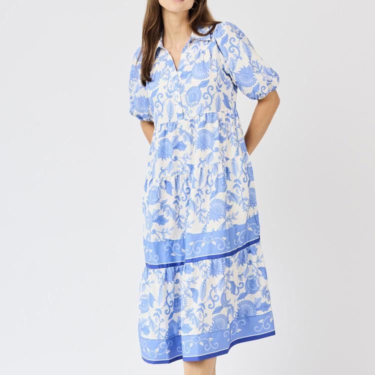 Dress Eloise Porcelain Vines Blue