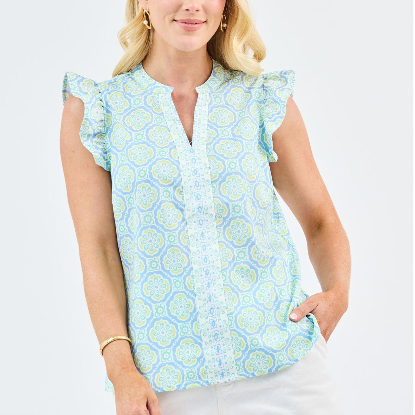 Top Kira Mosaic Charm Blue
