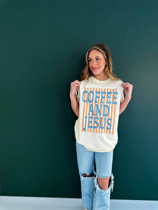 Coffee and Jesus Tee: Ivory / L