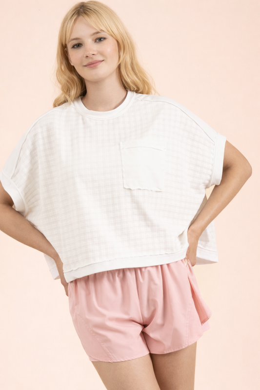 Dolman Sleeve Textured Knit Casual Top