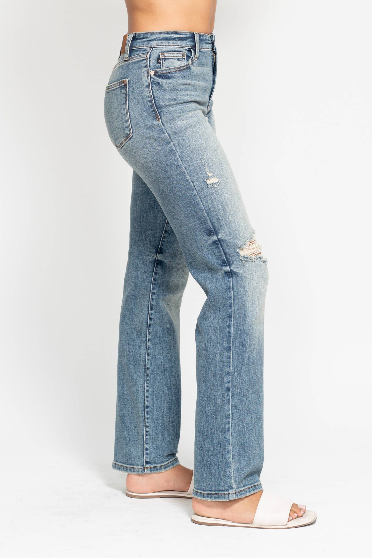 High Waisted Dad Straight Jean: MD / 9(29)