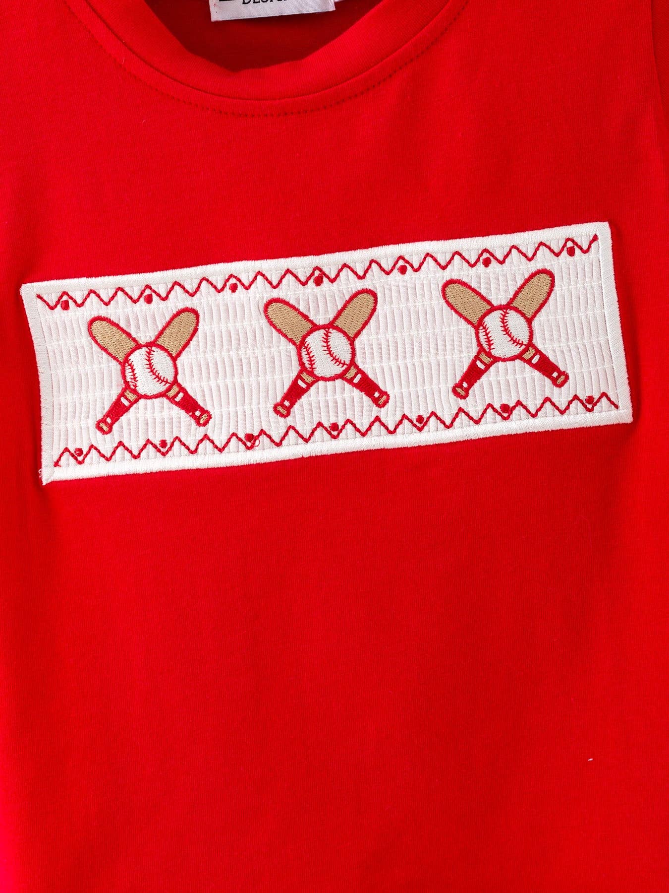 2T Toddler Boys Red Baseball Smocked Tee and Blue Plaid Shorts Set