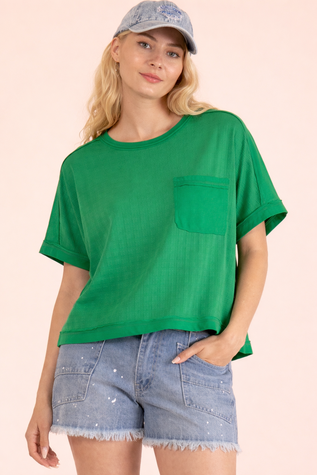 Dolman Sleeve Textured Knit Casual Top