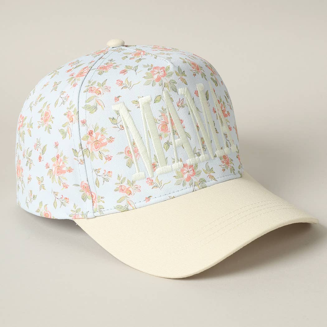 MAMA Embroidered Flower PatternTrucker Hat