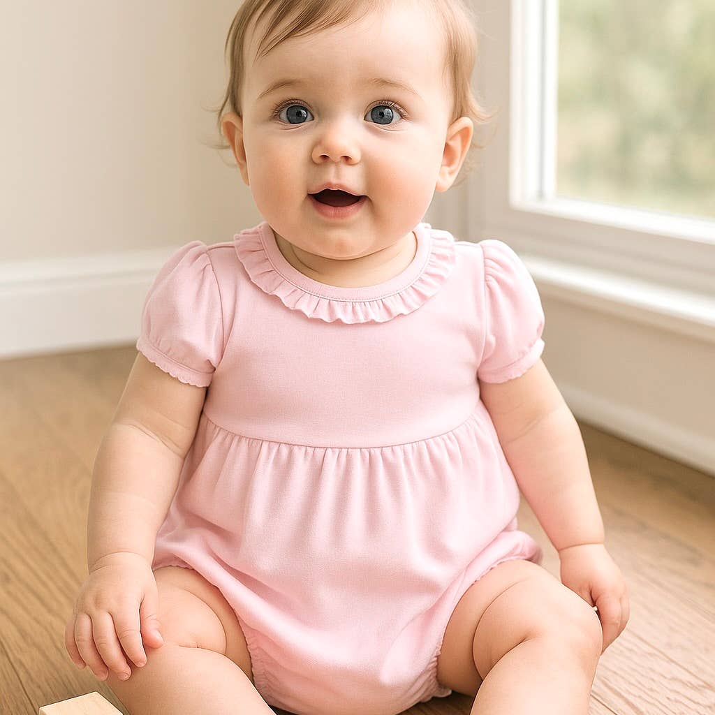 Essentials Solid Ruffle Bubble - Pink: 3 Months