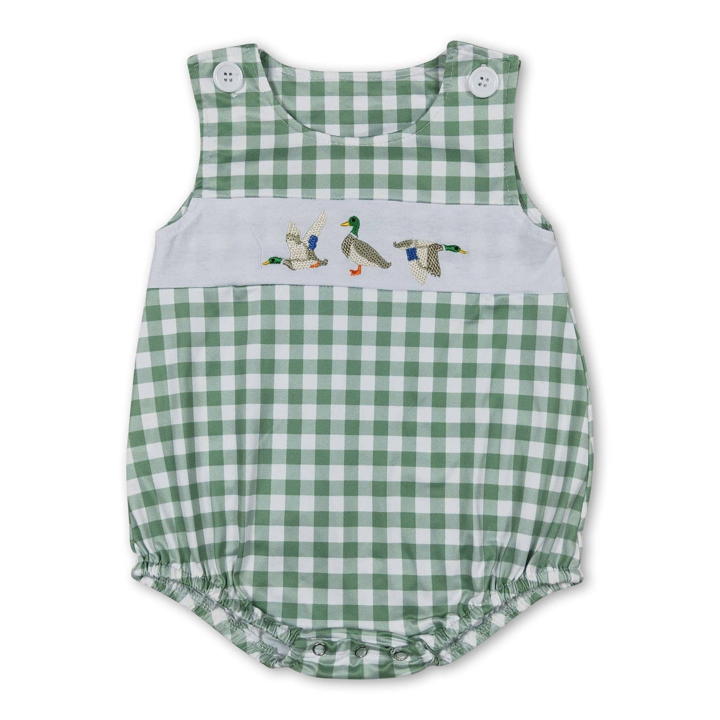0-3M Green plaid sleeveless duck baby boys summer romper: Boy romper