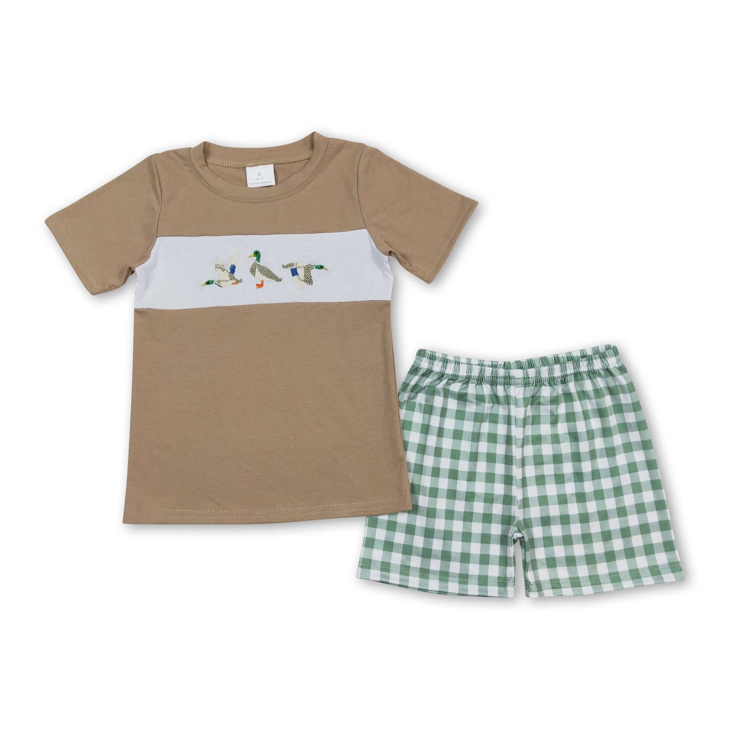 0-3M Green plaid sleeveless duck baby boys summer romper: Boy romper