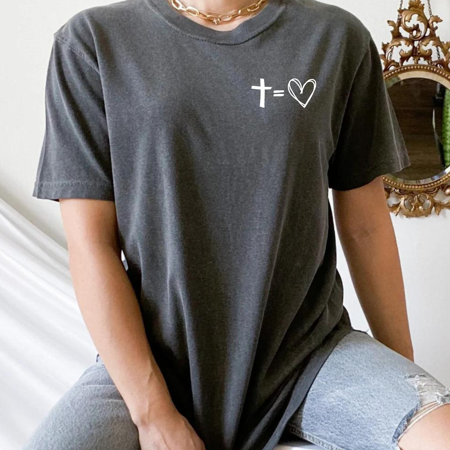 Jesus Has My Back Comfort Colors Heavyweight T-Shirt: Pepper / XL