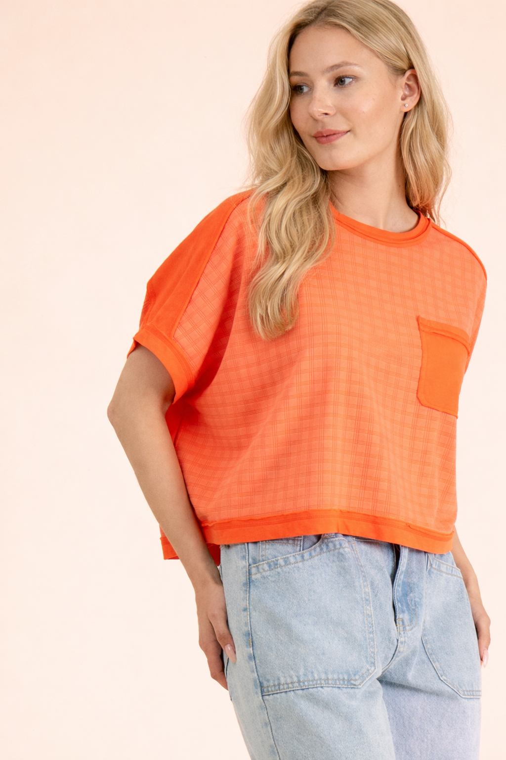 NT12626-Dolman Sleeve Textured Knit Casual Top