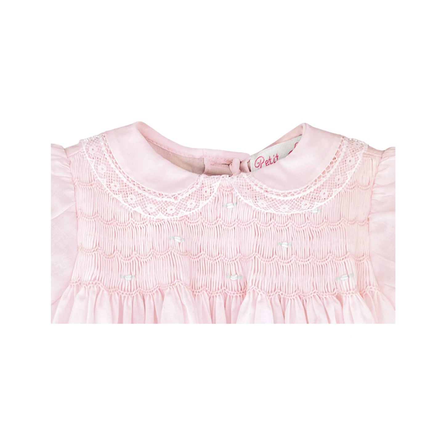Fully Smocked Dress with Lace: Pink / 3 Month