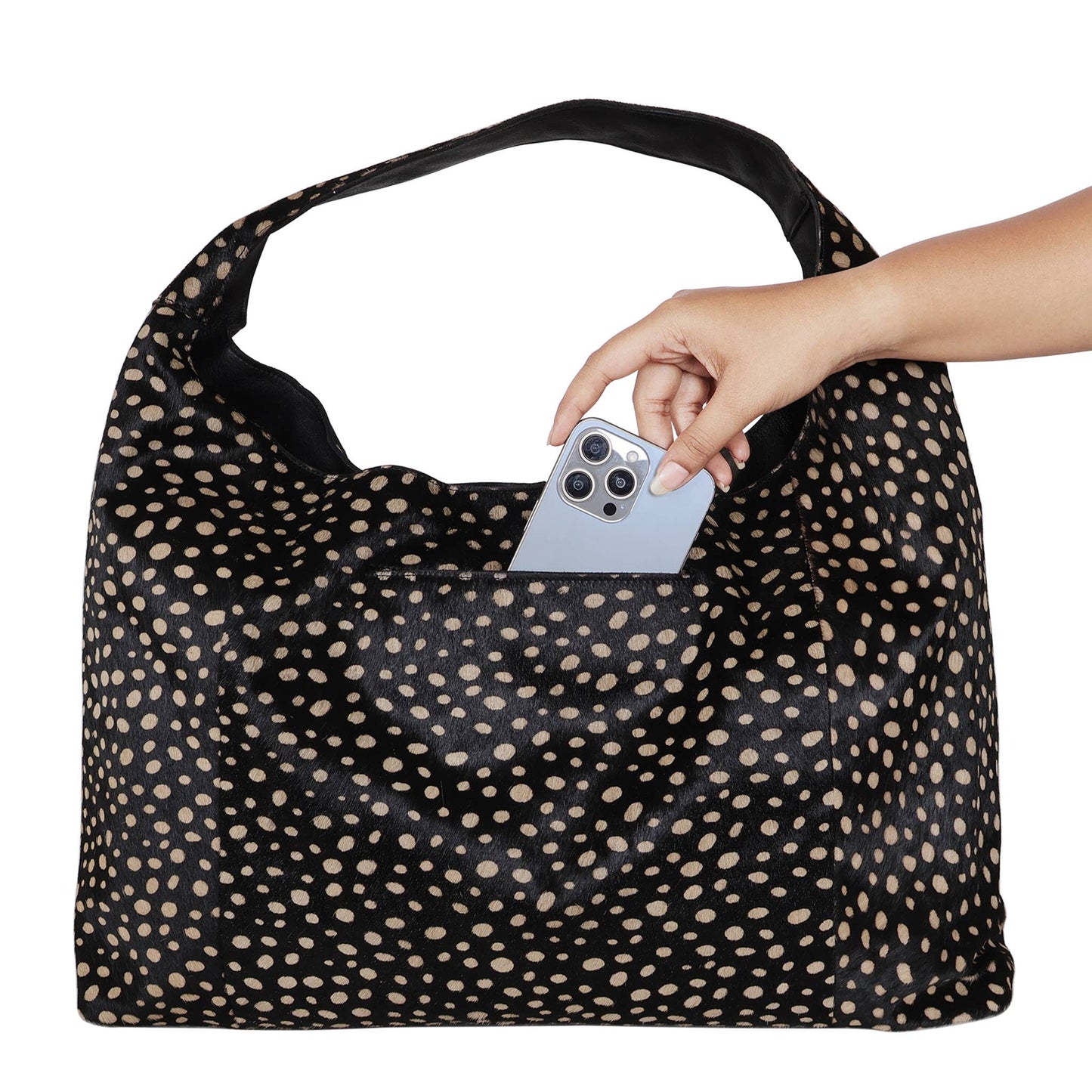Lindsey Hair On Handcrafted Leather Tote Bag: Brown