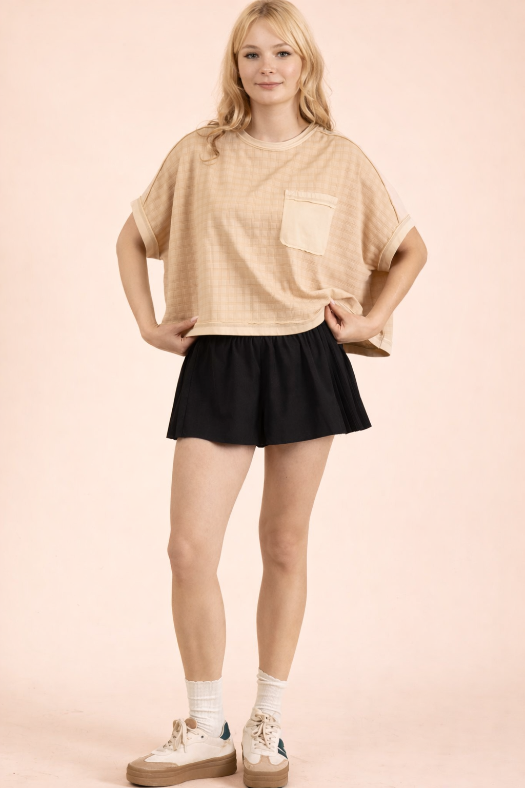 Dolman Sleeve Textured Knit Casual Top