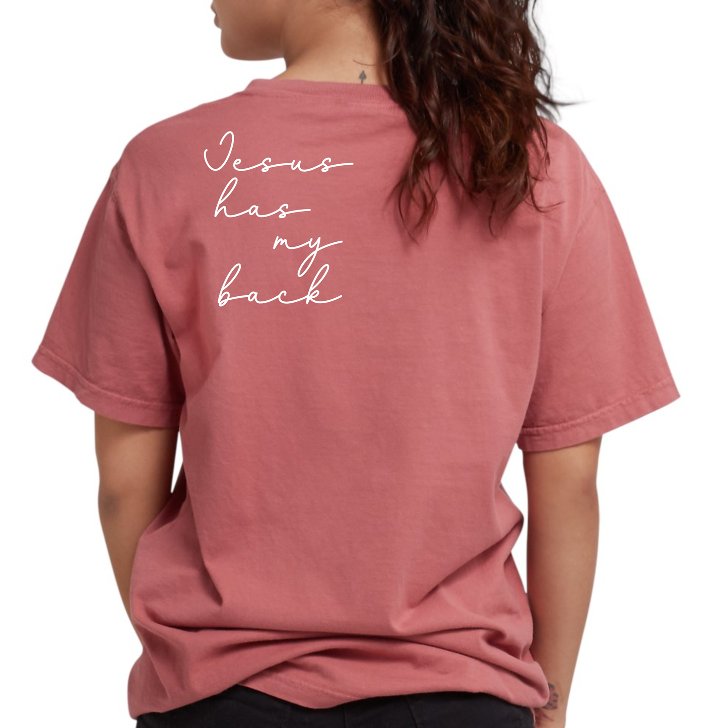 Jesus Has My Back Comfort Colors Heavyweight T-Shirt: Pepper / 2XL