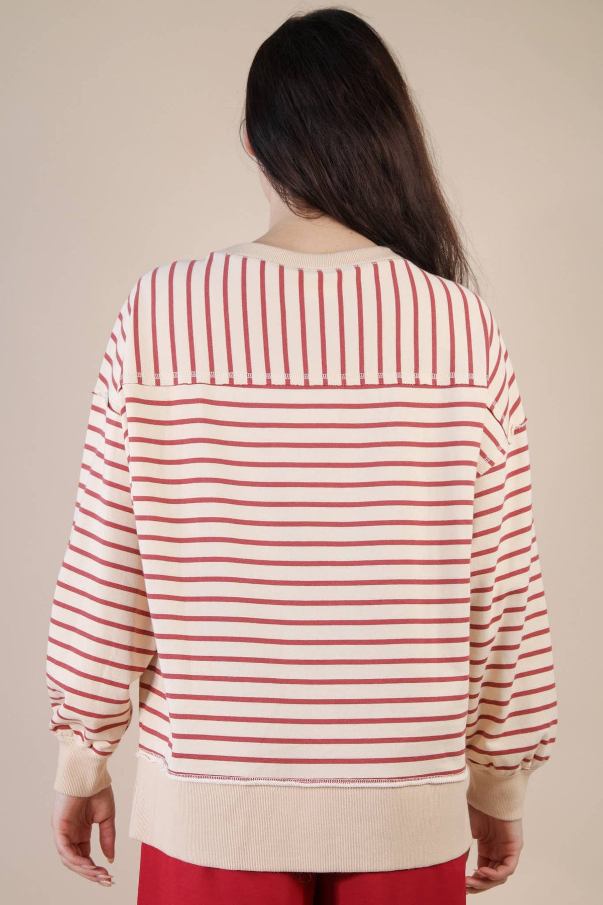 Stripe Comfy Casual Oversized Knit Top