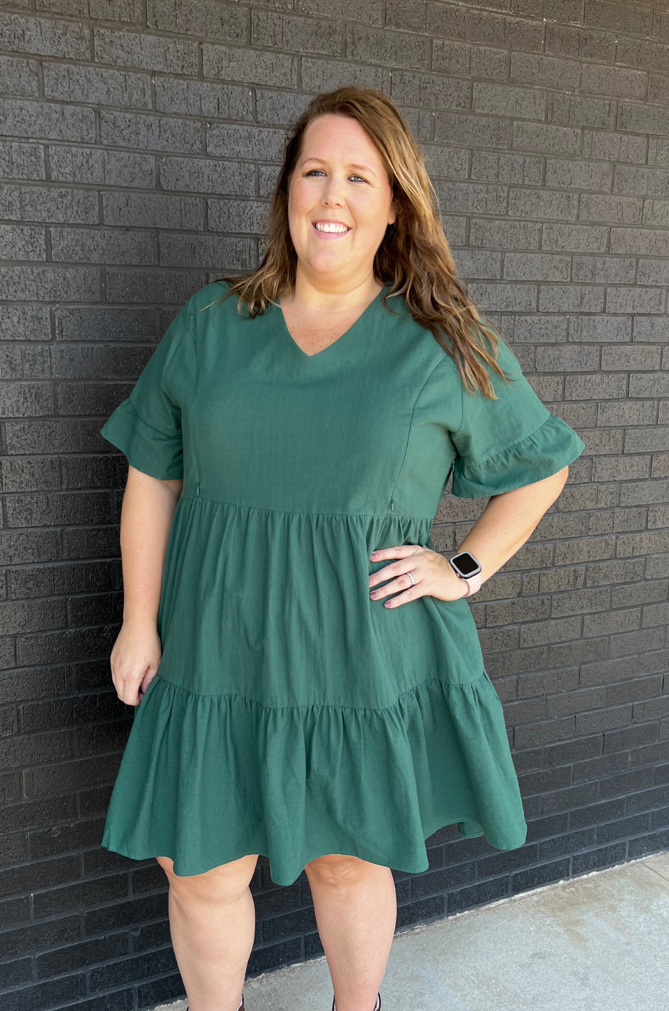 Bell Sleeve- Green: XL (16/18): Nursing Dress With Pockets