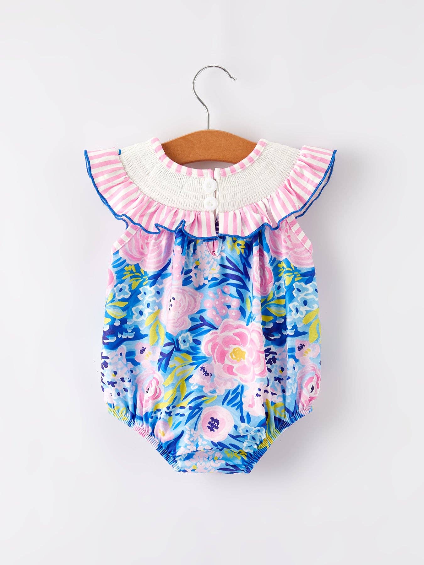 6M  “I ❤ MAMA”Embroidery Smocking Baby Girls Romper: 6M