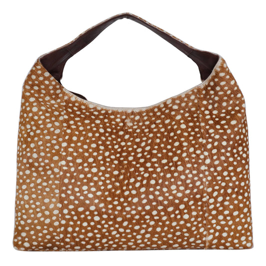 Lindsey Hair On Handcrafted Leather Tote Bag: Brown