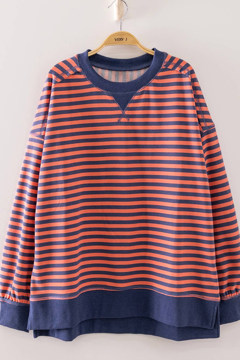 Stripe Comfy Casual Oversized Knit Top