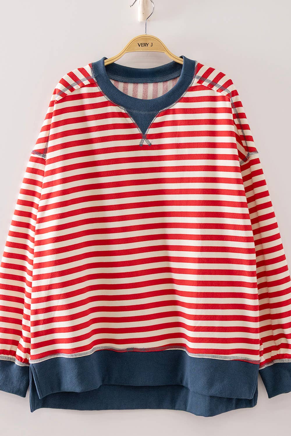 Stripe Comfy Casual Oversized Knit Top