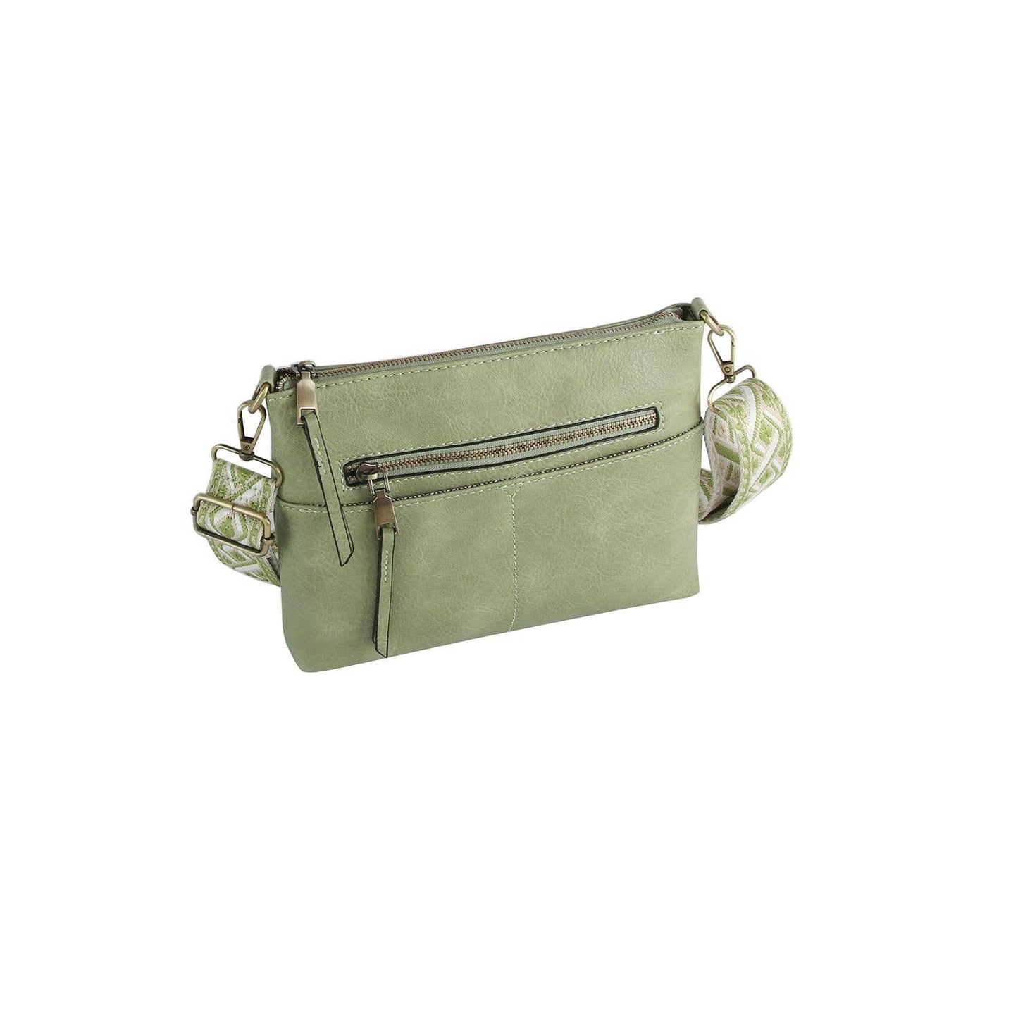 Boxy Rectangular Guitar Strap Crossbody Bag: Sage