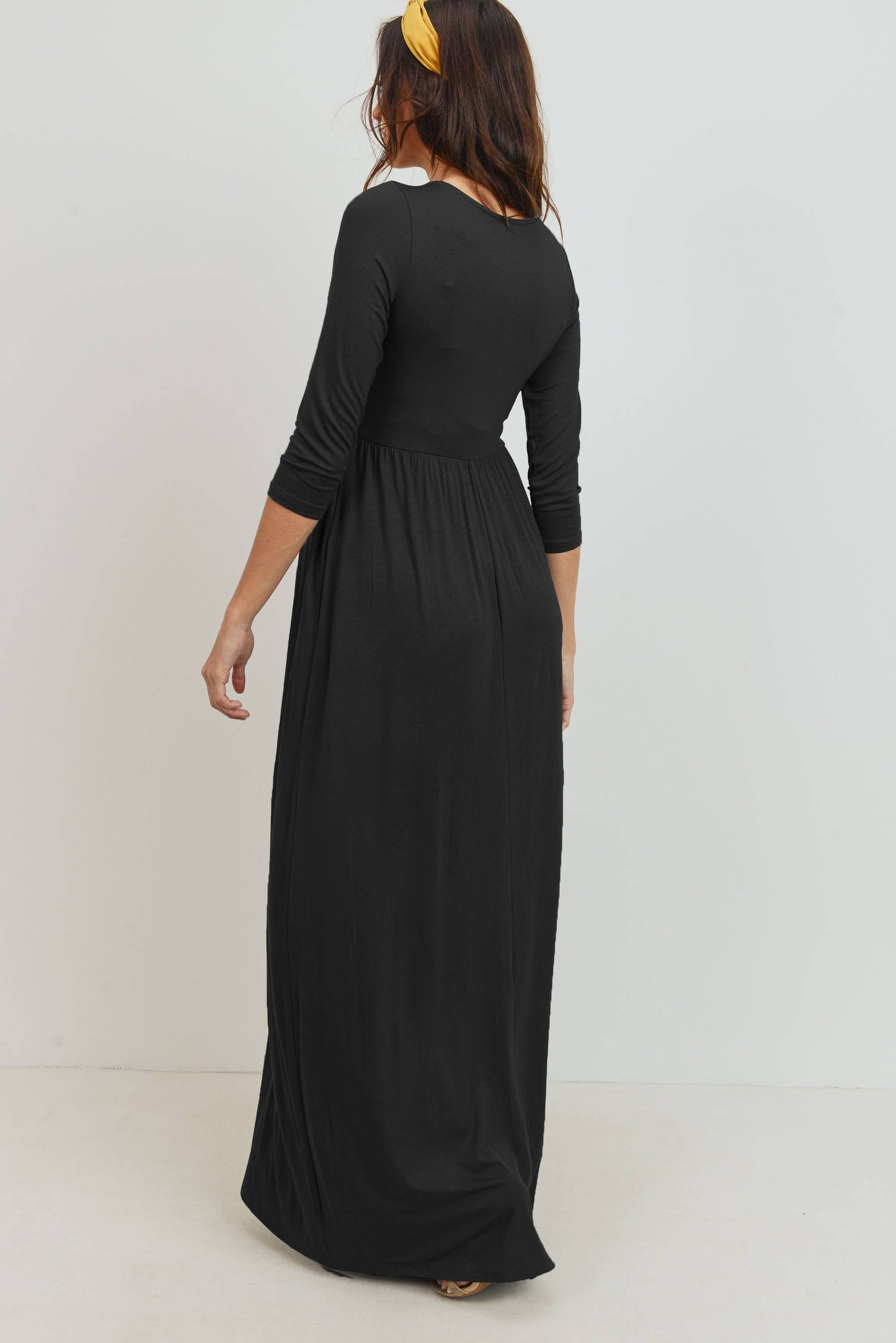 Blush / XL: Surplice Quarter Sleeve Nursing Maxi Dress
