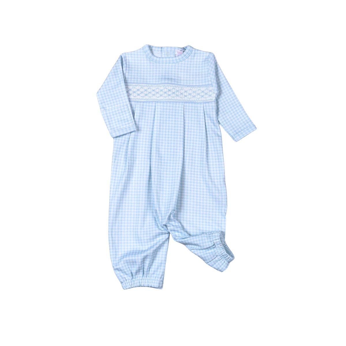 (0-3m) BGG-111 Blue gingham clsssic Pima Hand Smocked Converter: BLUE / BOY / 0-3m
