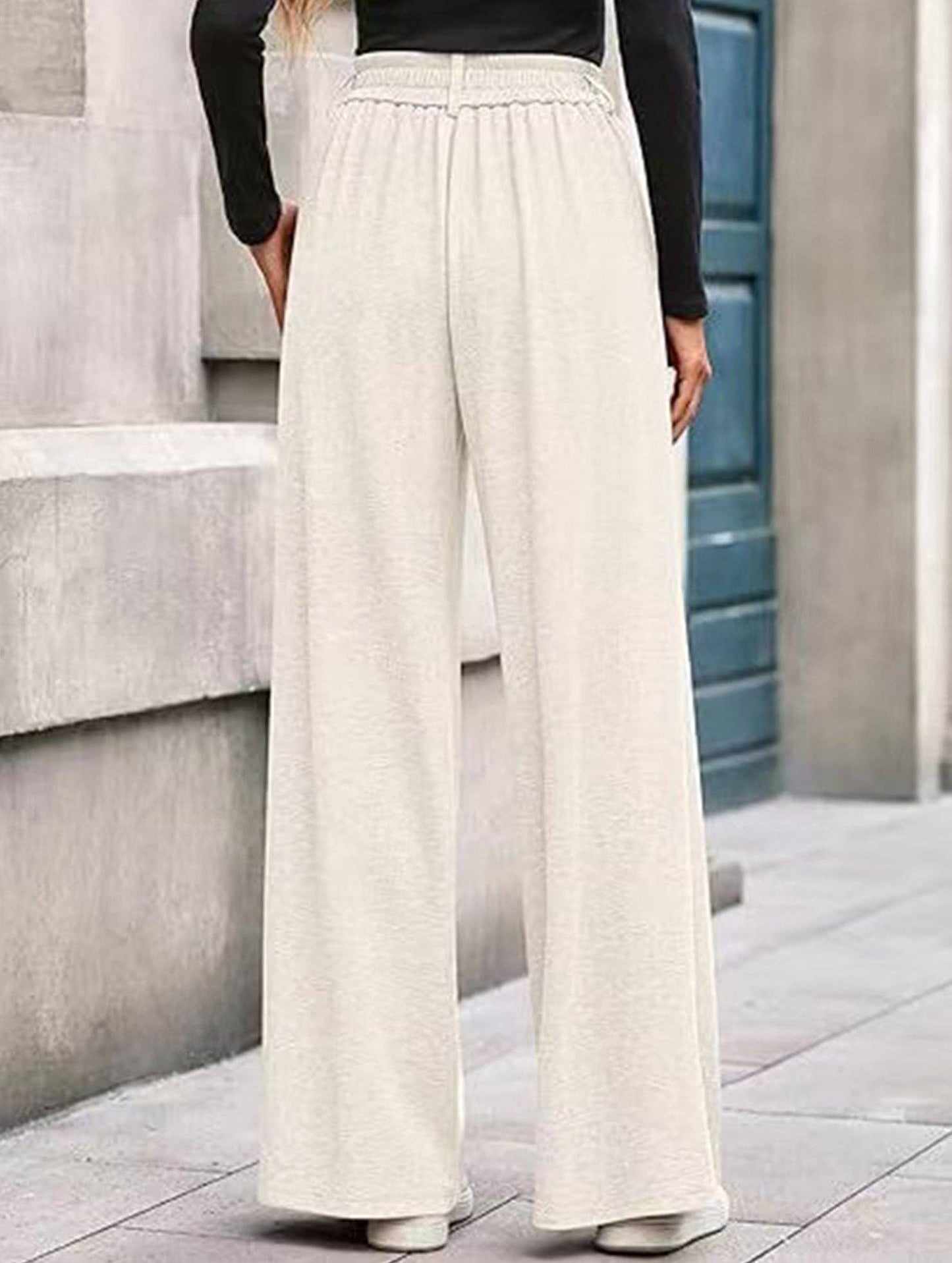(M) Versatile solid color straight wide-leg pants: CAMEL / (M) 1