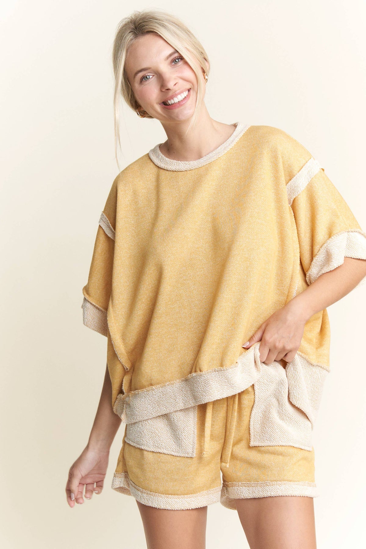 Oversize Reverse Contrast Banded Top