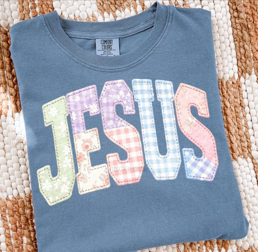 Faux Patchwork Jesus Shirt : Adult Large