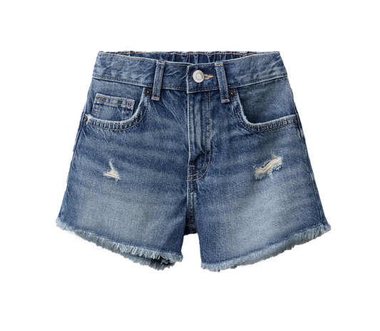 Medium wash 220 / 16 - GIRLS' LILY RIPPED DENIM SHORTS W RAW HEM