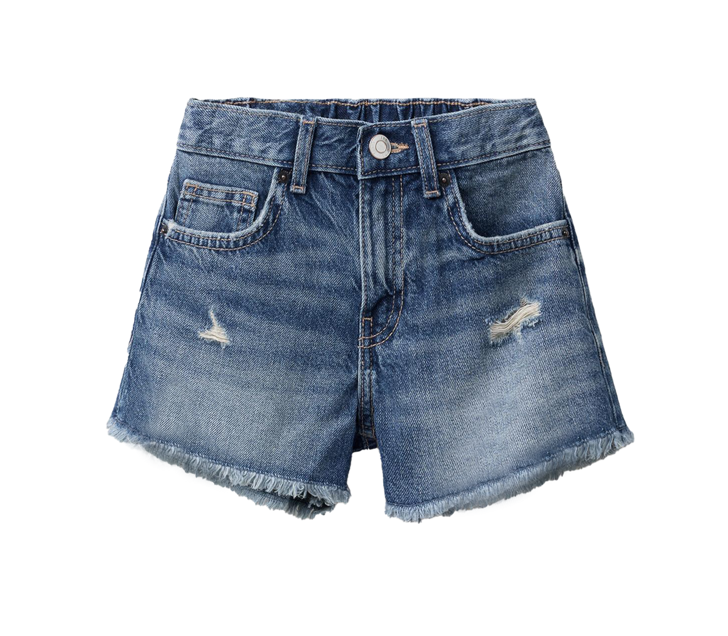 Medium wash 220 / 8 - GIRLS' LILY RIPPED DENIM SHORTS W RAW HEM