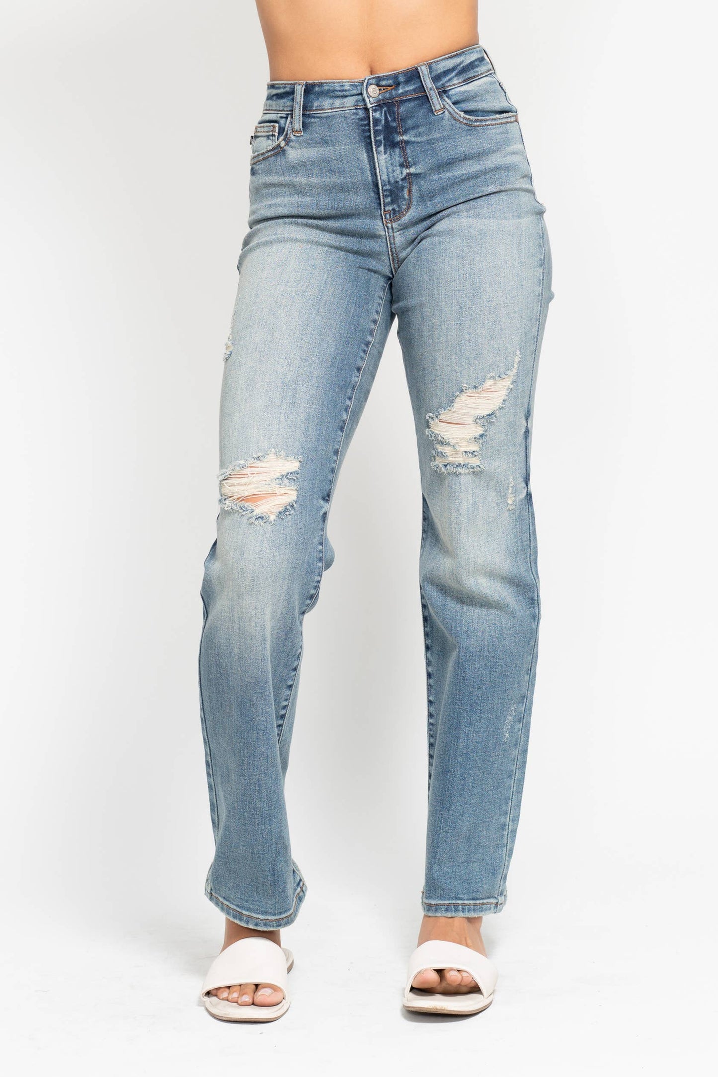 High Waisted Dad Straight Jean: MD / 11(30)