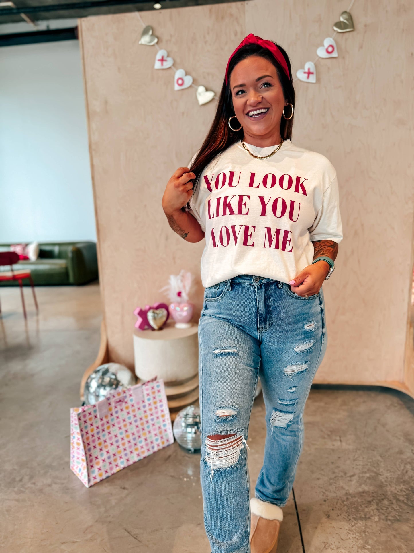 You Look Like You Love Me Ivory Graphic Tee: Small