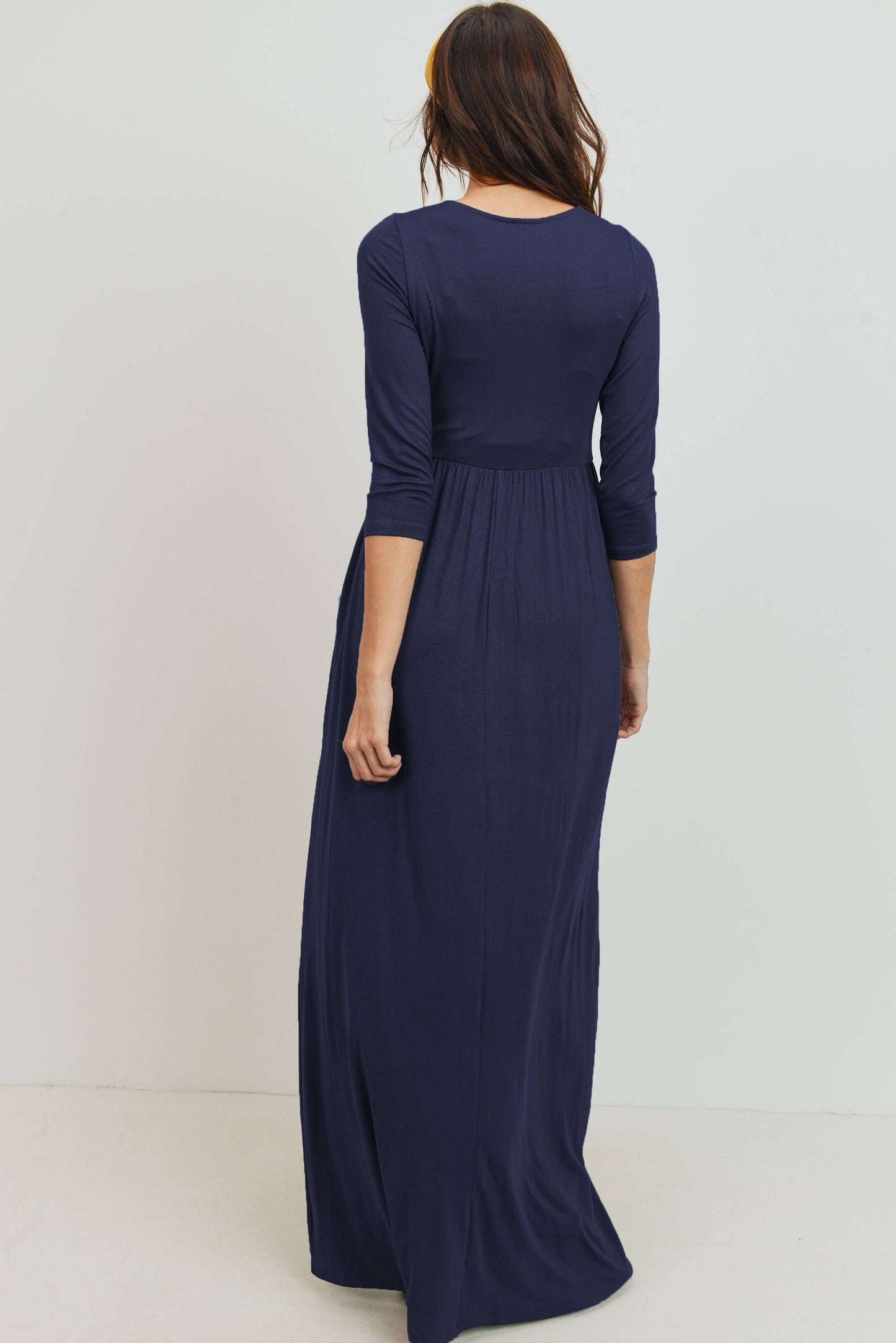 Blush / M: Surplice Quarter Sleeve Nursing Maxi Dress