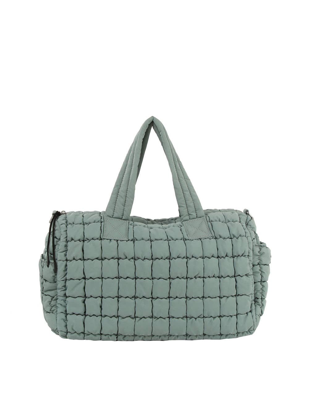 Puffy Grid Quilted Duffel Bag: Navy