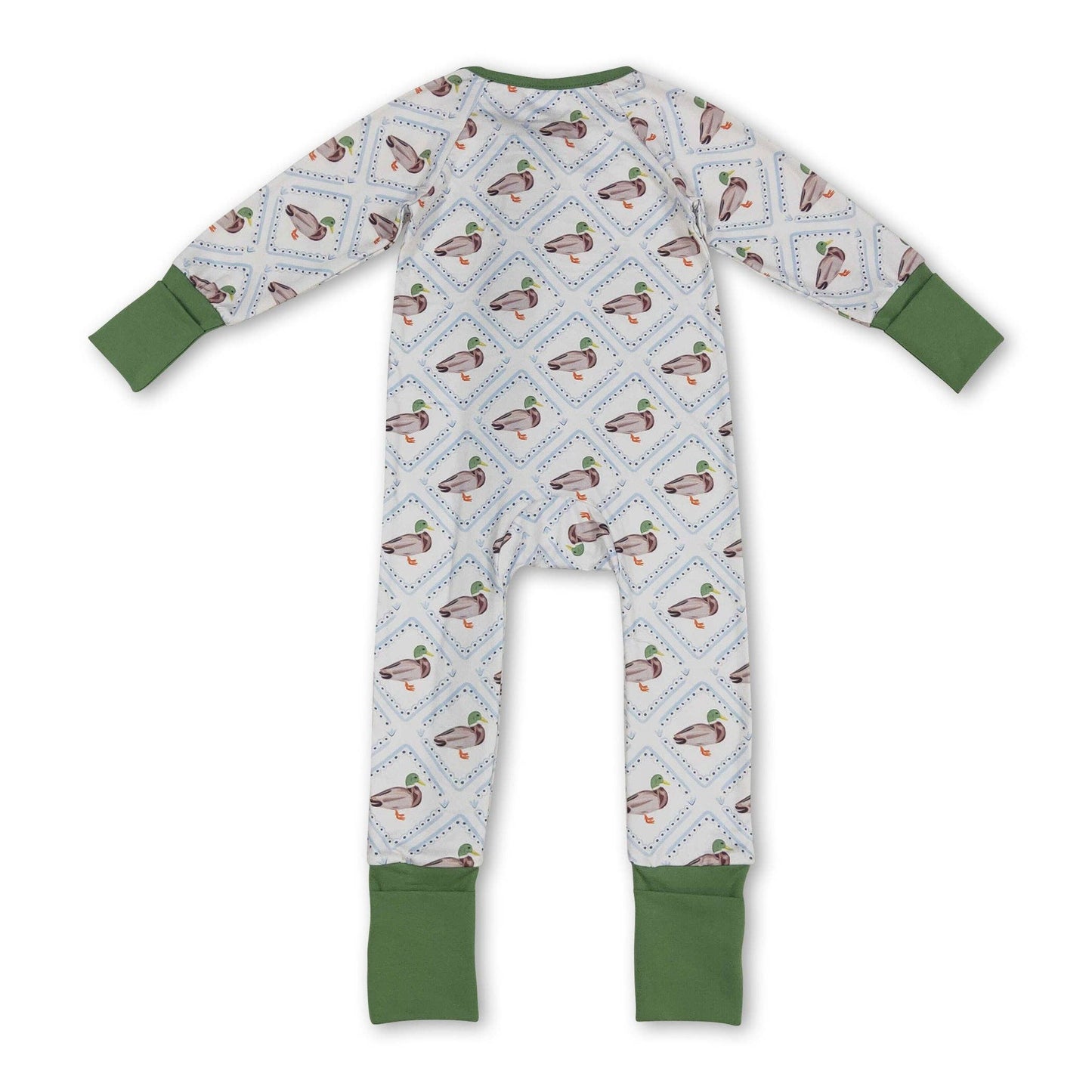 2T Green long sleeves duck baby kids zipper romper: Romper