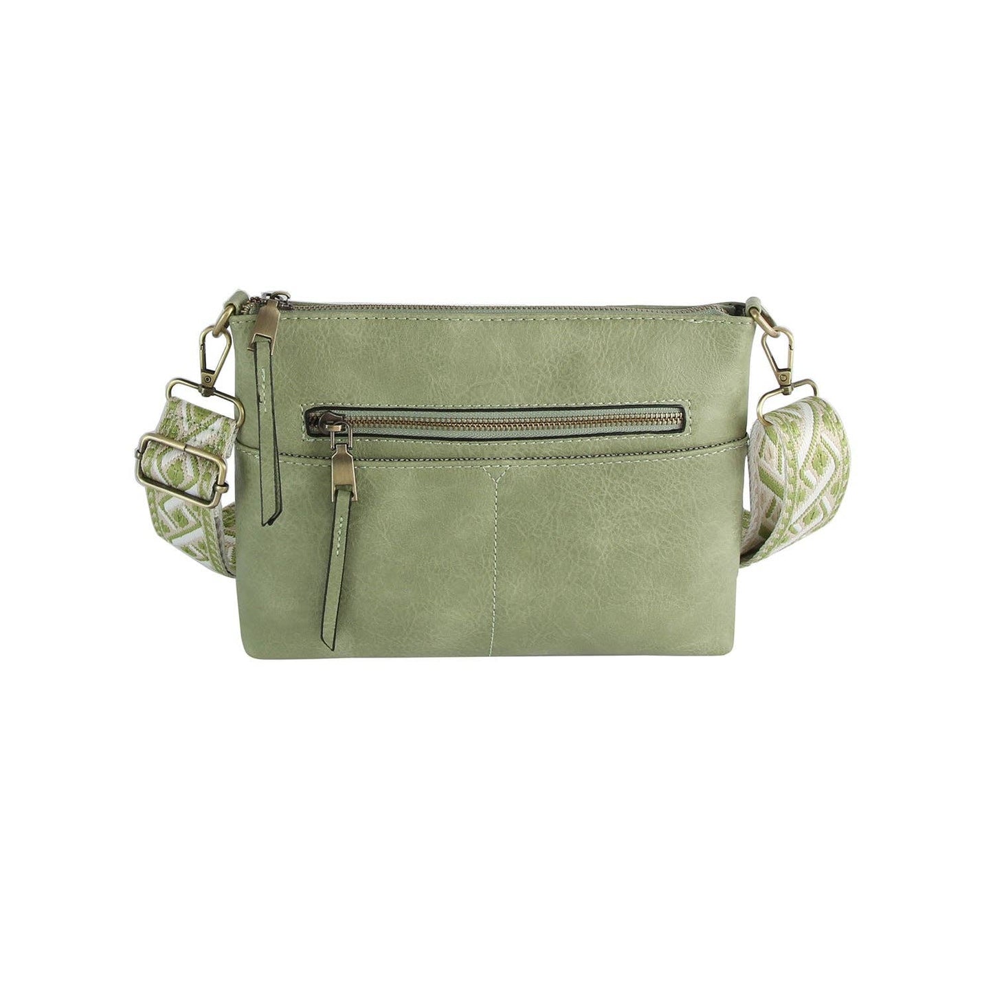 Boxy Rectangular Guitar Strap Crossbody Bag: Sage