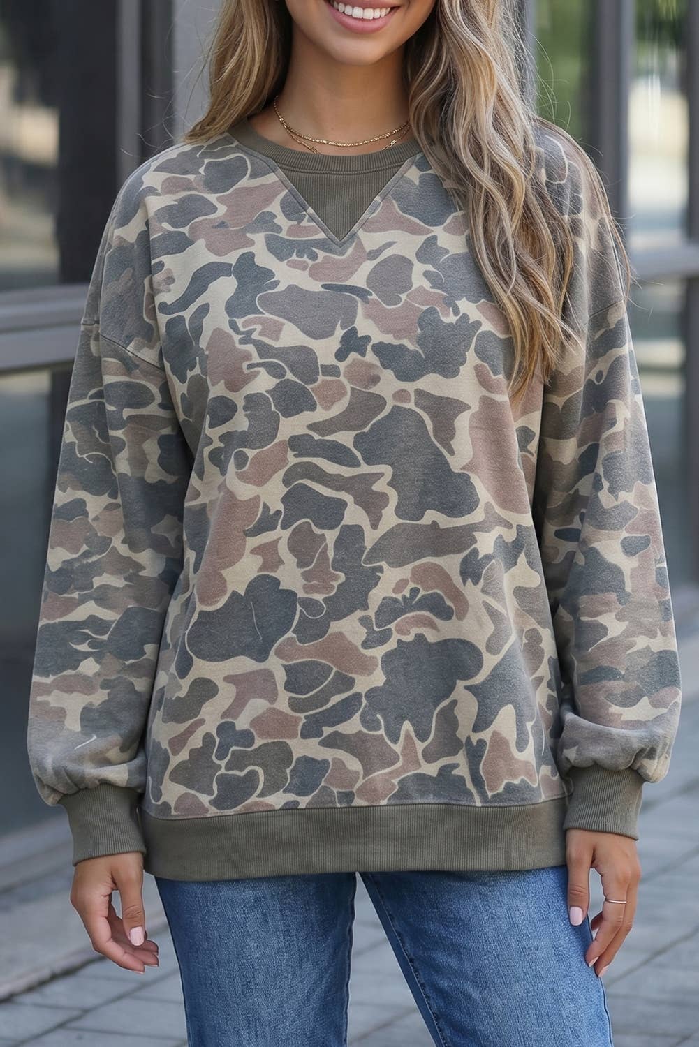 Retro Camouflage Print Womens Casual T Shirt S-4X
