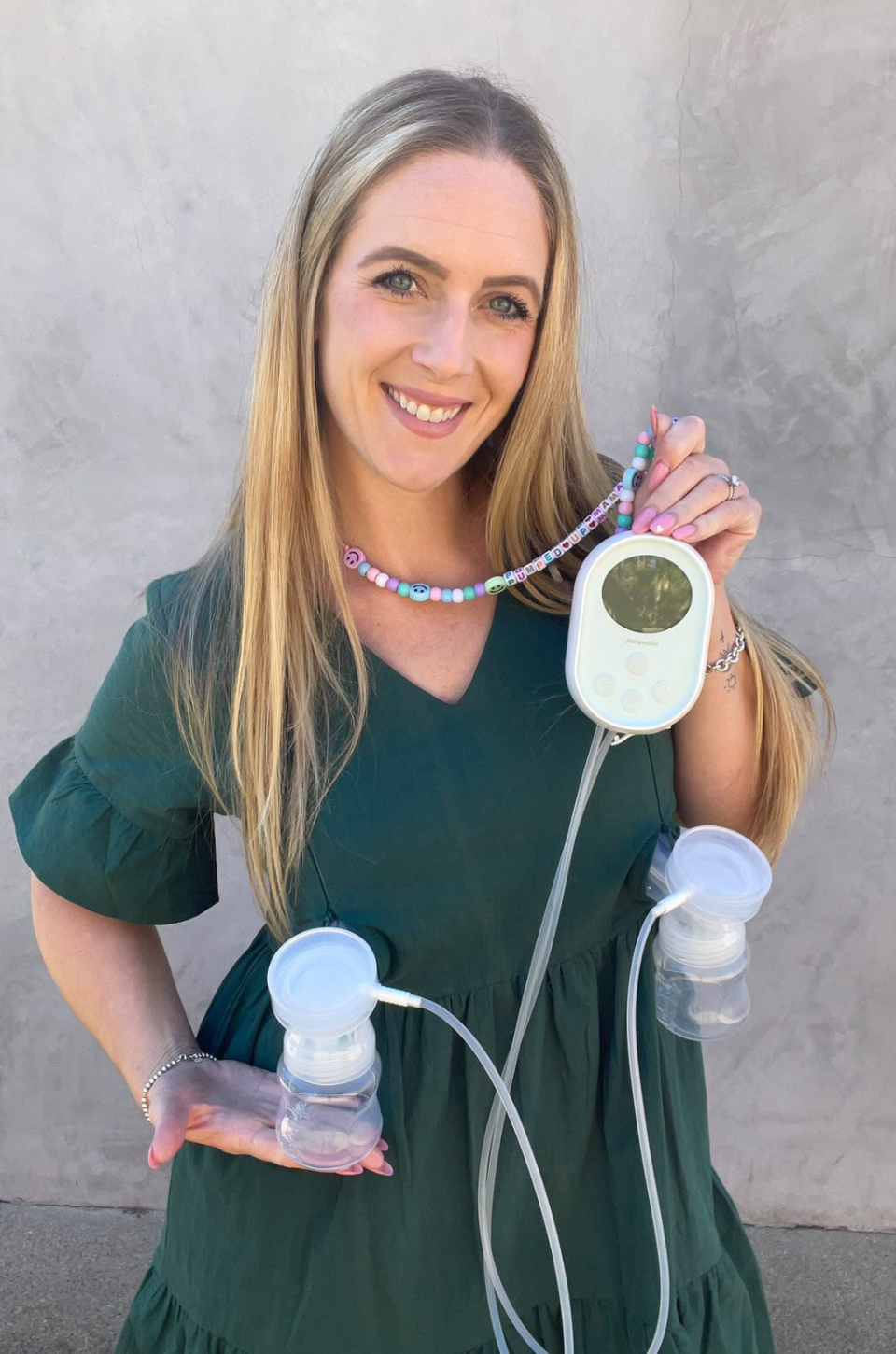 Bell Sleeve- Green: XL (16/18): Nursing Dress With Pockets