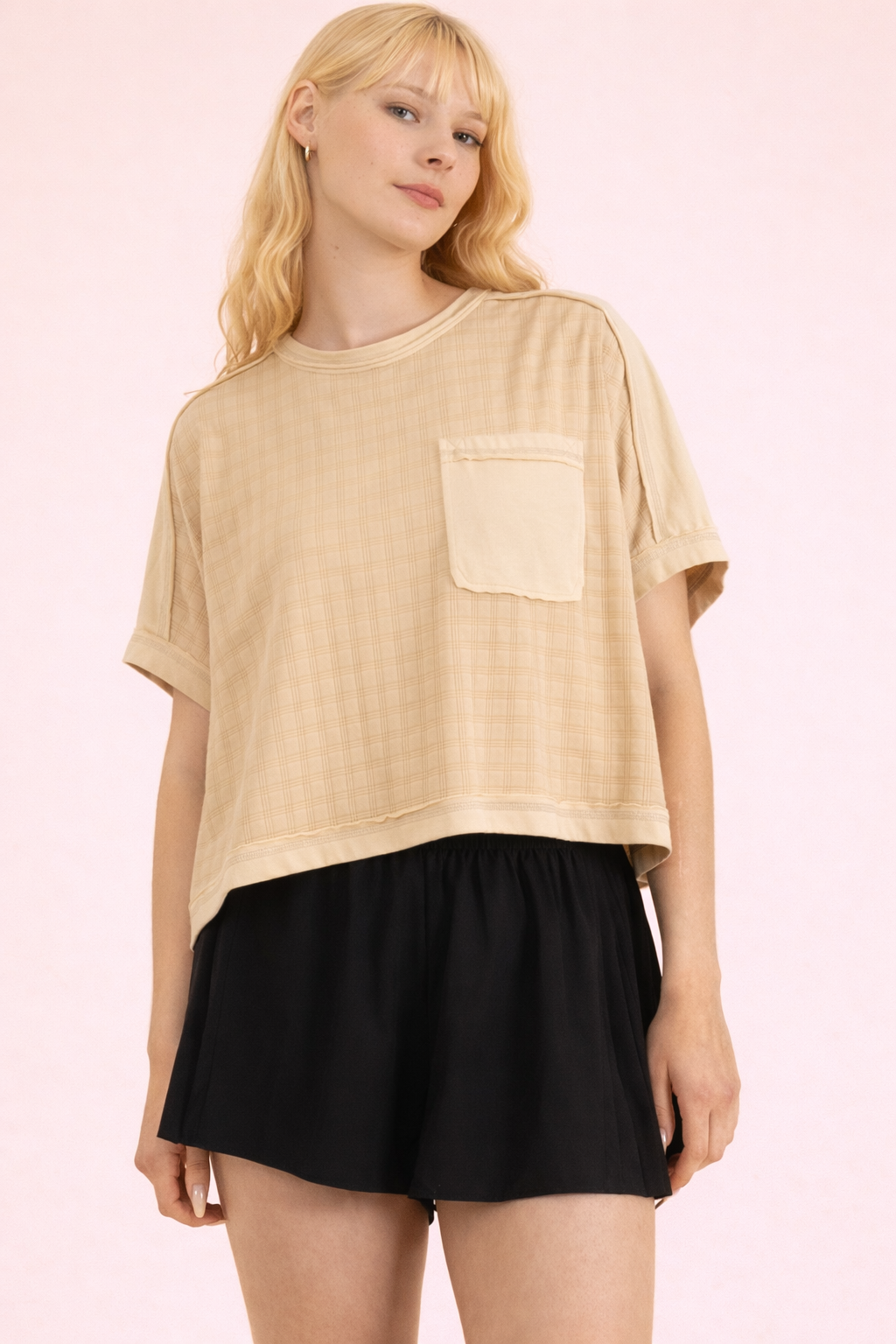 Dolman Sleeve Textured Knit Casual Top