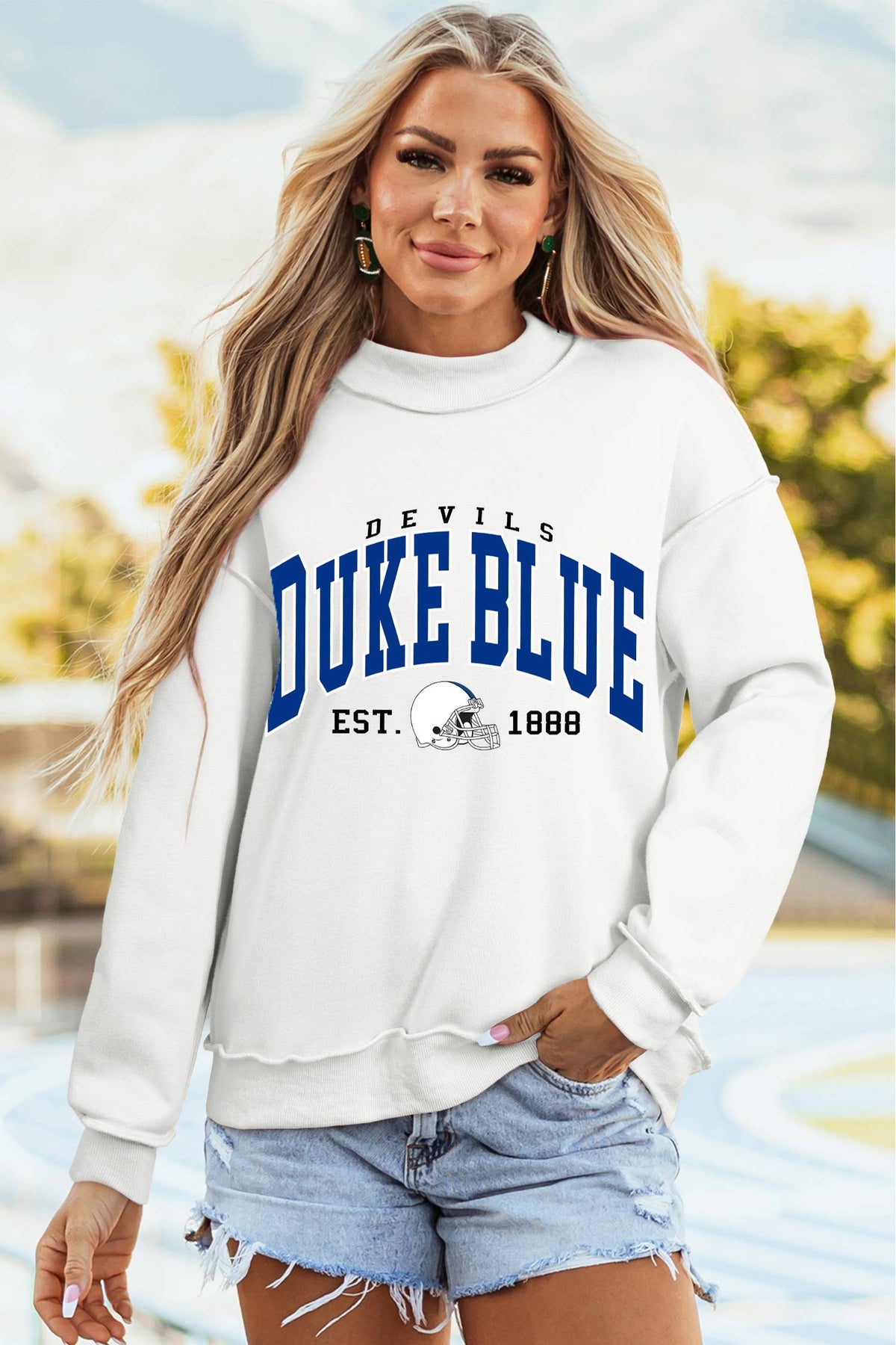 Duke Blue Devils Reversible Printed Mock Neck Sweatshirt