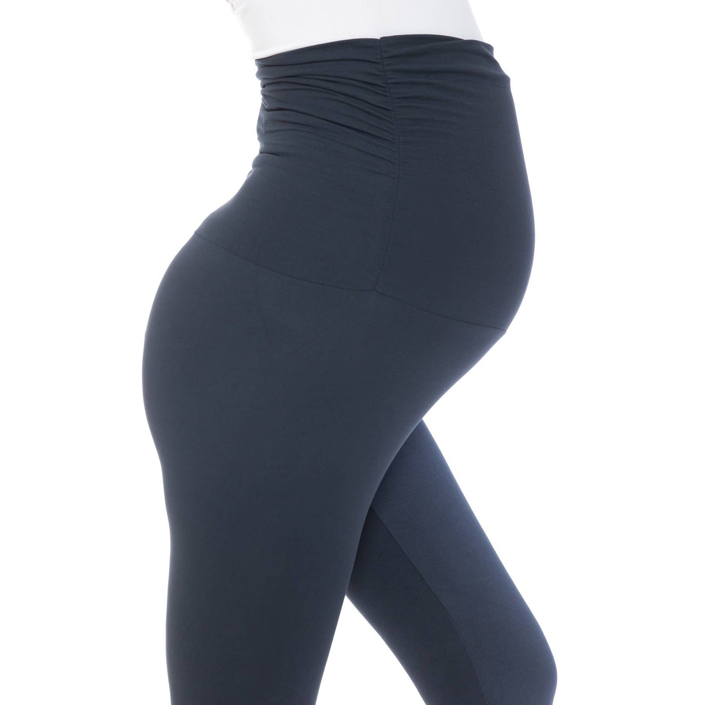 Buttery Soft Full Length Solid Maternity Leggings: Navy / M