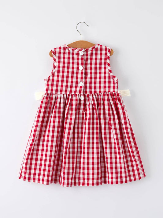 2T Mommy & Me Girl Dress – Dog Baseball Smocking Embroidery Outfit