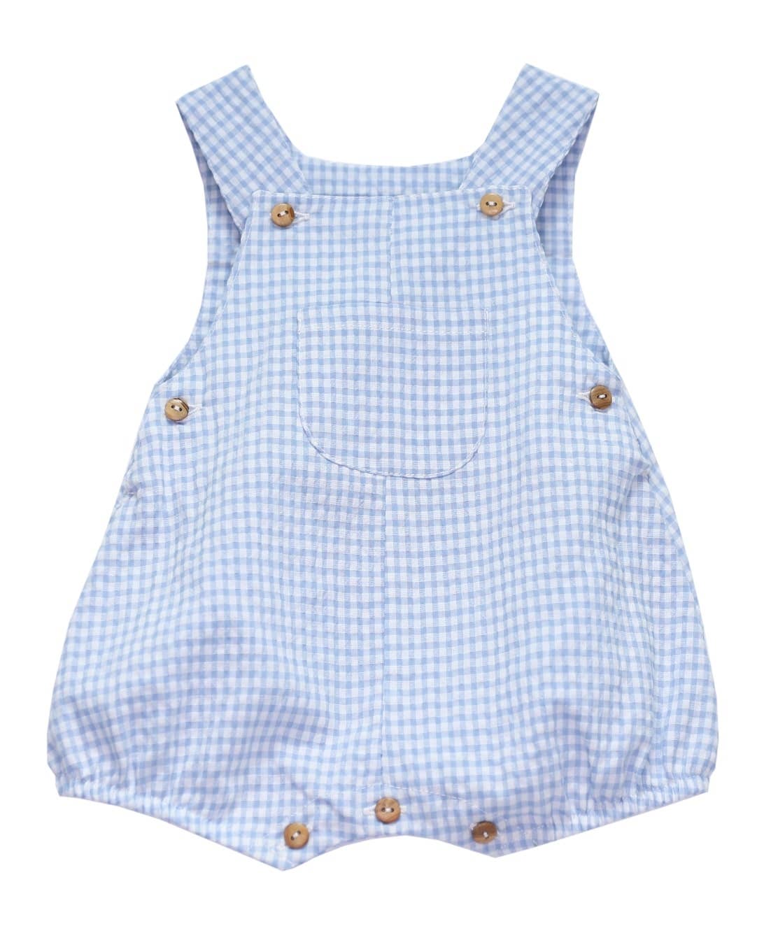 Basics - Blue Seersucker overall: 9m